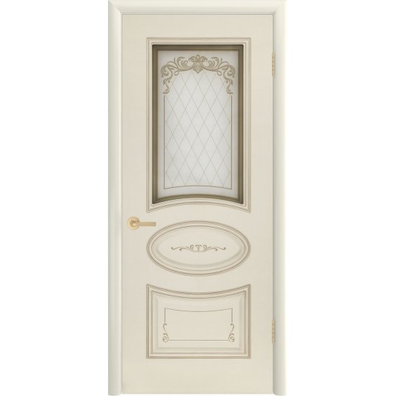 Межкомнатная дверь «Ария Грейс В4 ДО» Слоновая кость с патиной Белое золото