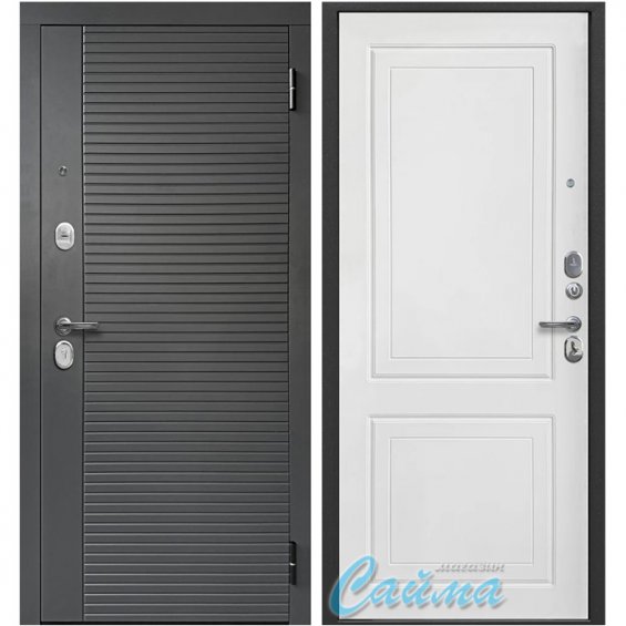 Входная Дверь Ferroni (Цитадель) 2 мдф Графит линии / Белый Софт