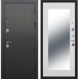 Входная Стальная Дверь с зеркалом MAXI Ferroni (Цитадель) 10 см Толстяк Серебро/Белый Ясень