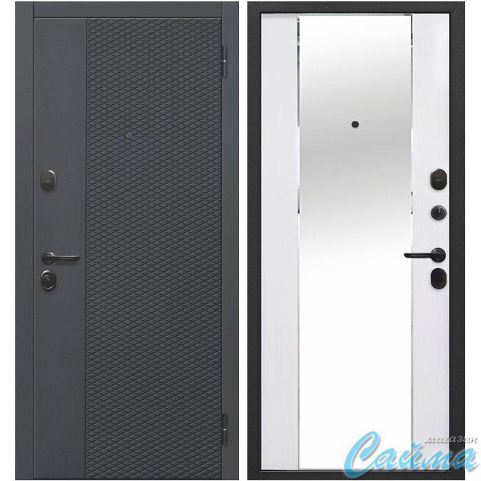 Входная Стальная Дверь с зеркалом Ferroni (Цитадель) Флорида Чёрный ...