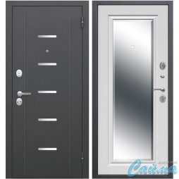 Входная Стальная Дверь Ferroni (Цитадель) Гарда 7,5 см Серебро/Белый Ясень с Зеркалом Фацет
