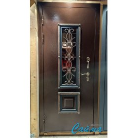 Уличная Входная Дверь LUX с терморазрывом Венеция Медный Антик/Белый Ясень-foto3