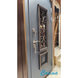 Уличная Входная Дверь LUX с терморазрывом Венеция RAL 7024/Белый Ясень-foto4