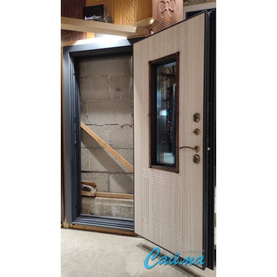 Уличная Входная Дверь LUX с терморазрывом Венеция RAL 7024/Белый Ясень