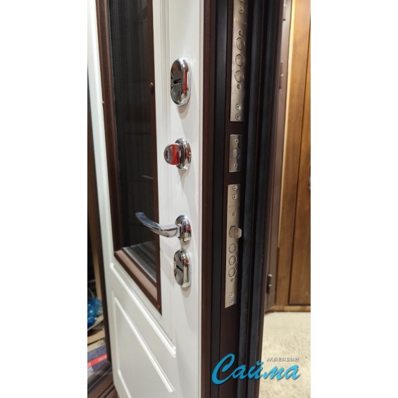 Входная Дверь Броня Консул 3 стеклопакет 8017 Коричневый/Белый софт (Уличная) с Терморазрывом Входная Дверь Броня Консул 3 стеклопакет 8017 Коричневый/Белый софт (Уличная) с Терморазрывом