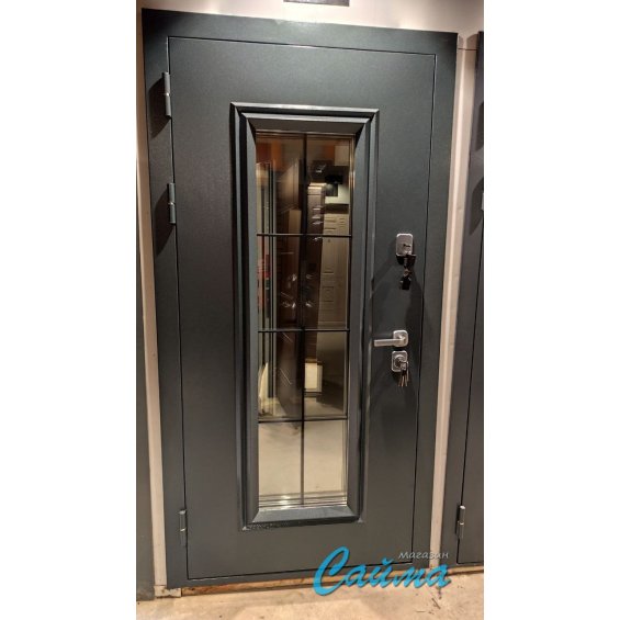 Входная Дверь Броня Консул.4 стеклопакет 7024 Серая/Белый софт (Уличная) с Терморазрывом Входная Дверь Броня Консул.4 стеклопакет 7024 Серая/Белый софт (Уличная) с Терморазрывом