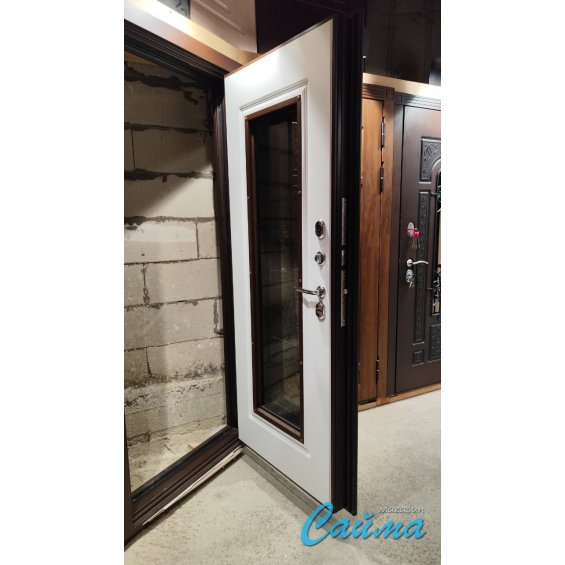 Входная Дверь Броня Консул.4 стеклопакет 8017 Коричневый/Белый софт  (Уличная) с Терморазрывом