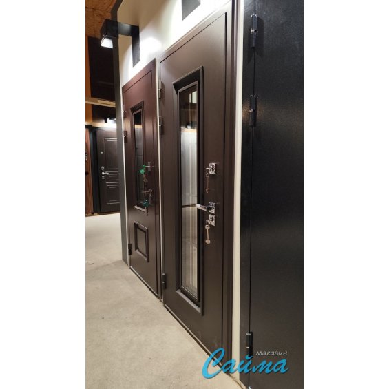 Входная Дверь Броня Винсон стеклопакет рал 8019/Белый софт  (Уличная) с Терморазрывом