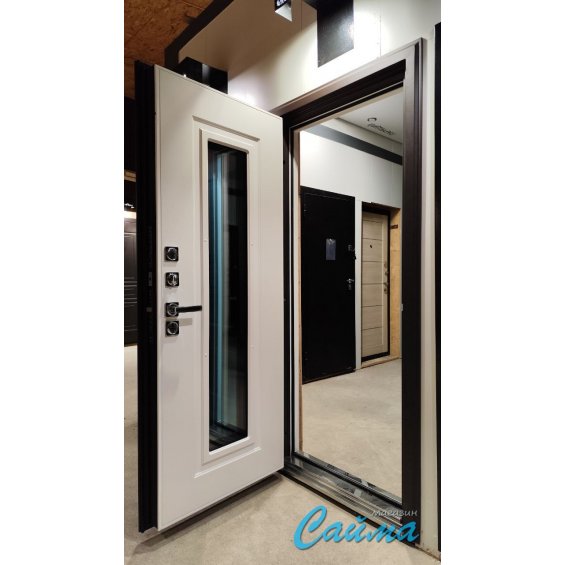 Входная Дверь Броня Винсон стеклопакет рал 8019/Белый софт  (Уличная) с Терморазрывом