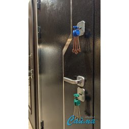 Входная Дверь LUXOR Termo 1 с терморазрывом. Нержавеющий молдинг. (Букле Чёрный/Сосна Белая)-foto7