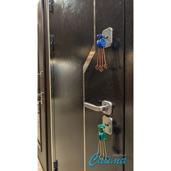 Входная Дверь LUXOR Termo 1 с терморазрывом. Нержавеющий молдинг. (Букле Чёрный/Сосна Белая)