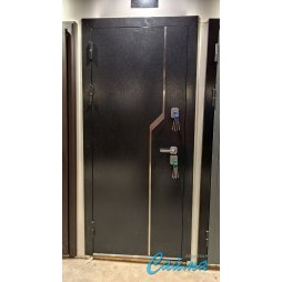 Входная Дверь LUXOR Termo 1 с терморазрывом. Нержавеющий молдинг. (Букле Чёрный/Сосна Белая)-foto6