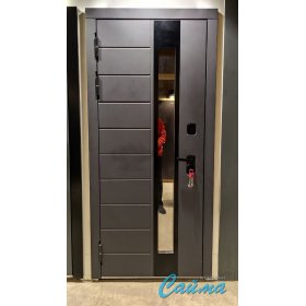 Входная Дверь Luxor Termo 5 с терморазрывом и степлопакетом Эмаль RAL 7012/Велюр белый софт, наличник RAL 9005 (Люксор)-foto4