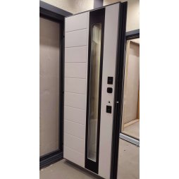 Входная Дверь Luxor Termo 5 с терморазрывом и степлопакетом Эмаль RAL 7012/Велюр белый софт, наличник RAL 9005 (Люксор)-foto6