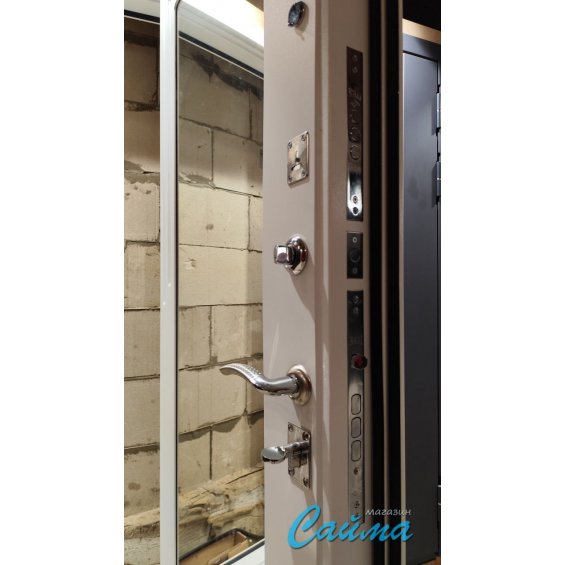 Входная Дверь Стальной Стандарт S12 (С12) Зеркало Белая Шагрень