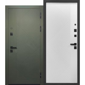 Входная Дверь Ferroni (Цитадель) Смарт.1 (9 см) 2 МДФ с Электронным замком Сатин Зеленый/Эмалит Белый