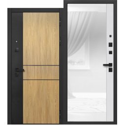 Входная Дверь Ferroni (Цитадель) Смарт.2 (9 см) Белое стекло с Электронным замком Сатин Чёрный и Янтарь/Лайт грей