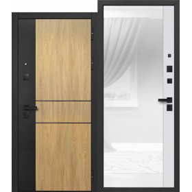 Входная Дверь Ferroni (Цитадель) Смарт.2 (9 см) Белое стекло с Электронным замком Сатин Чёрный и Янтарь/Лайт грей