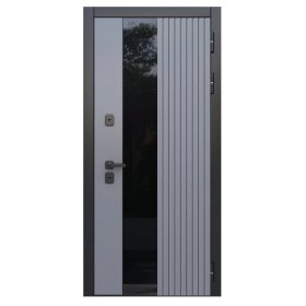 Входная Дверь Luxor Termo 5 Light с терморазрывом (чёрное накладное зеркало) Эмаль RAL 7012, Наличник RAL 9005 (Люксор)-foto3