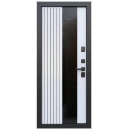 Входная Дверь Luxor Termo 5 Light с терморазрывом (чёрное накладное зеркало) Эмаль RAL 7012, Наличник RAL 9005 (Люксор)-foto4