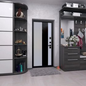 Входная Дверь Luxor Termo 5 Light с терморазрывом (чёрное накладное зеркало) Эмаль RAL 7012, Наличник RAL 9005 (Люксор)-foto2