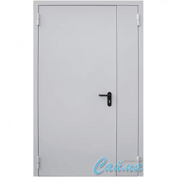 Техническая противопожарная дверь EI60 ДПМ 02 RAL 7035 двухстворчатая
