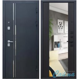 Входная Дверь Броня Молдинг Вертикаль 2 с зеркалом Венге Входная Дверь Броня Молдинг Вертикаль 2 с зеркалом Венге