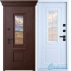 Входная Дверь Броня Мета (с капителью) стеклопакет 8017 Коричневая/Эмалит Белый  (Уличная) с Терморазрывом - Фото №1