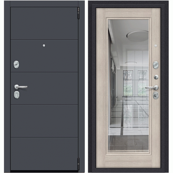 Входная Дверь Porta R-3 4П61 Graphite Pro Капучино Зеркало
