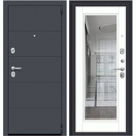 Входная Дверь Porta R-3 4П61 Graphite Pro Бьянко Зеркало