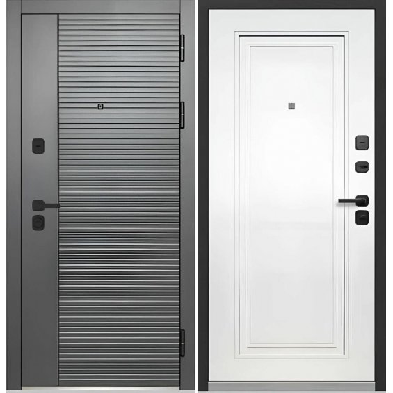Входная Дверь T-Doors 9 см 2 МДФ Сатин Графит/Эмалит Белый (толщина 10,5 см)