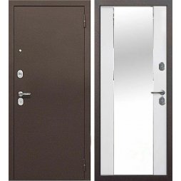 Входная Дверь T-Doors с зерклом 7 см Медный Антик/Эмалит Белый