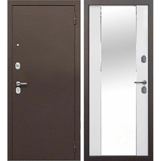 Входная Дверь T-Doors с зерклом 7 см Медный Антик/Эмалит Белый