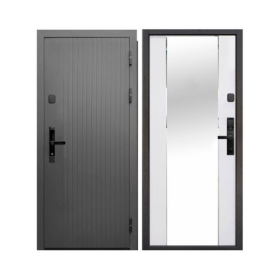 Входная Дверь T-Doors (Е-Тайга) с Электронным замком 10 см 2 МДФ зеркало Сатин Графит/Эмалит Белый