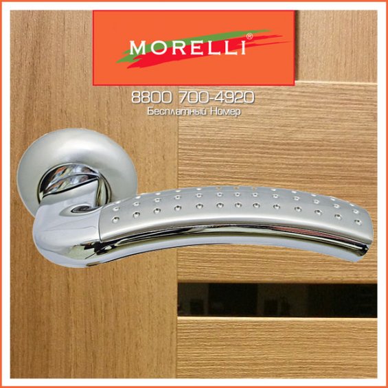 Дверные Ручки Morelli MH-02P SN/CP Цвет Белый Никель/Хром