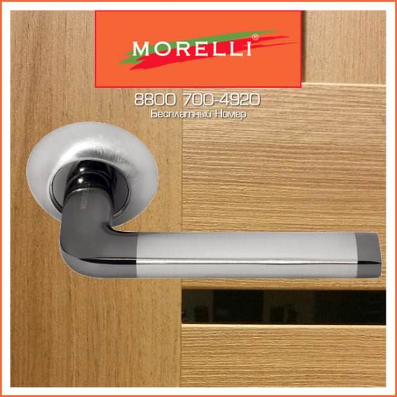 Дверные Ручки Morelli DIY MH-03 SN/BN Цвет Белый Никель/Черный никель