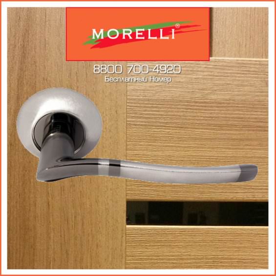 Дверные Ручки Morelli DIY MH-04 SN/BN Цвет Белый Никель/Черный Никель