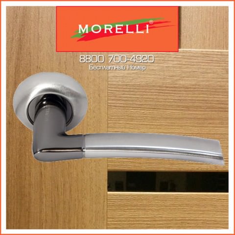 Дверные Ручки Morelli DIY MH-06 SN/BN Цвет Белый Никель/Черный Никель