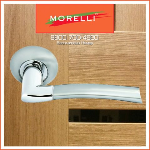 Дверные Ручки Morelli MH-06 SN/CP Цвет Белый Никель/Хром