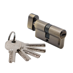 Ключевой Цилиндр Высокой Секретности RUCETTI ключ/завертка (60мм), HS R60CK AB, Античная Бронза