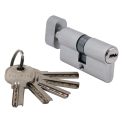 Ключевой Цилиндр Высокой Секретности RUCETTI ключ/завертка (60мм), HS R60CK SN, Матовый Никель