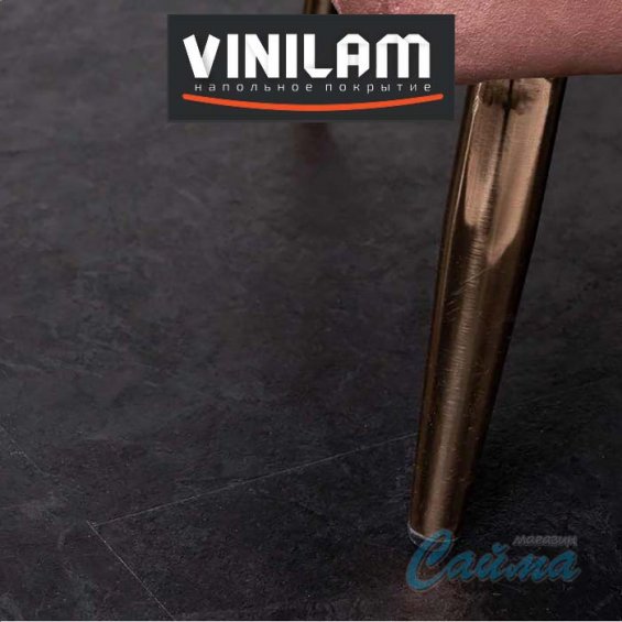 Сланцевый Чёрный 61607 Клеевая (Виниловая) LVT-PVH Плитка VINILAM CERAMO